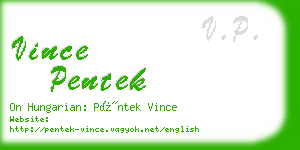 vince pentek business card